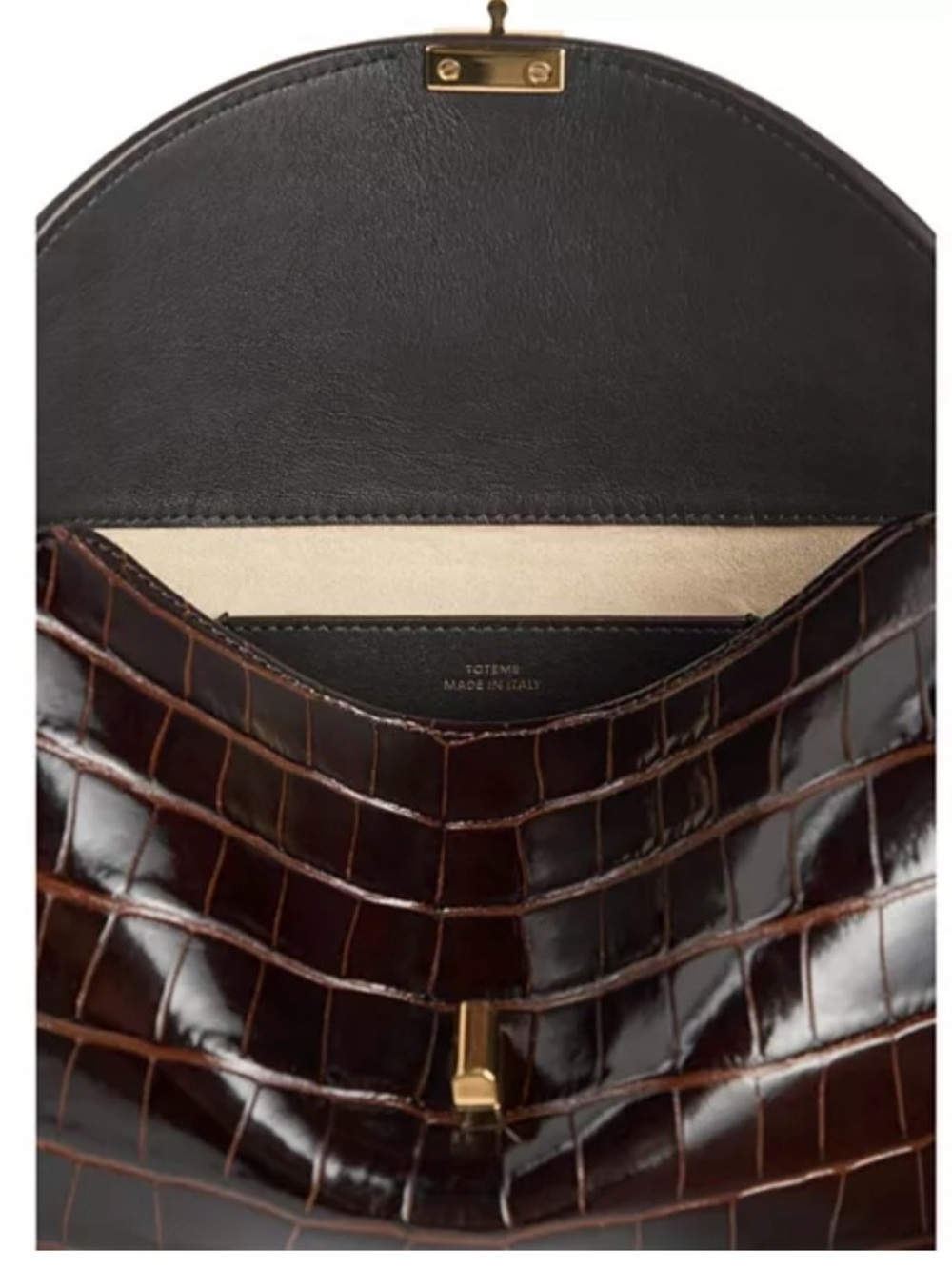 Toteme T-Lock Croc Embossed Leather Clutch-Shoulder bag - Picture 3 of 7